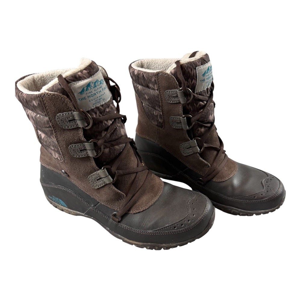 The North Face Nuptse Purna Shorty Camo Boots Women 8 Brown Primaloft NF00CKJ4